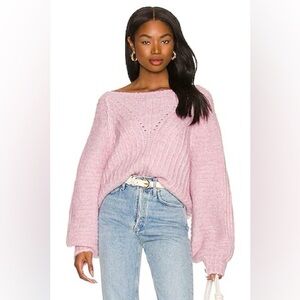 Free People Carter Sweater Women's XS Pink Moonlit Orchid Oversized Balloon Knit